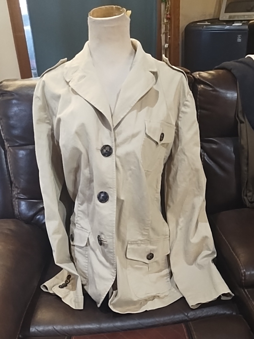 Talbots Light Beige Utility Jacket with Button Front